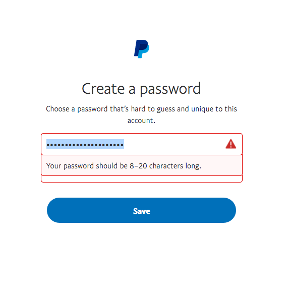 Paypal password field